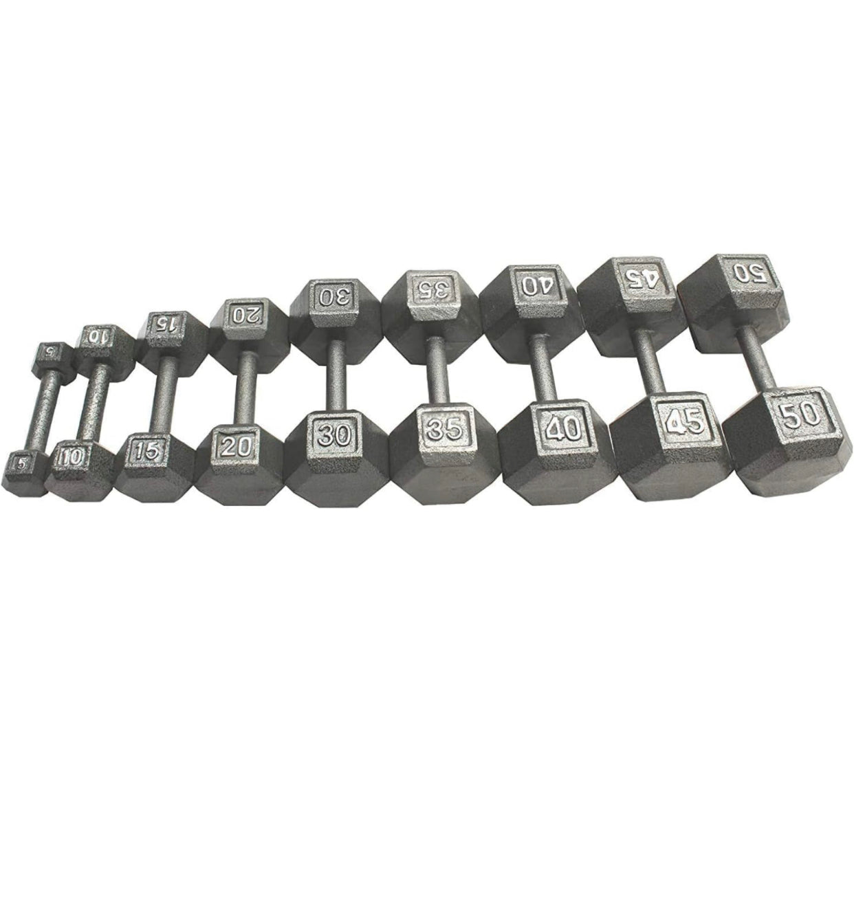 cast iron hex dumbbell set