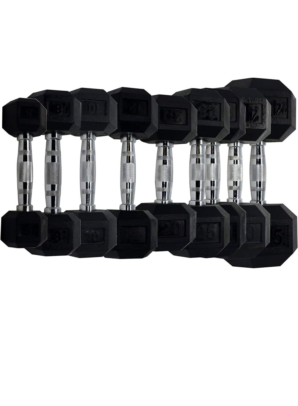 rubber hex dumbbell set