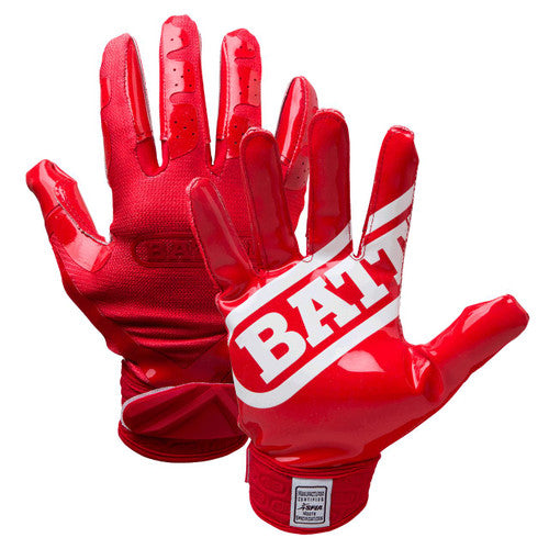 Red Battle Receiver Football Gloves - Youth