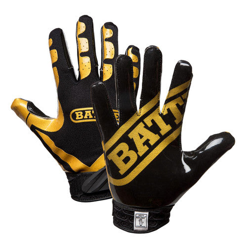 Black and gold Battle Receiver Football Gloves - Adult