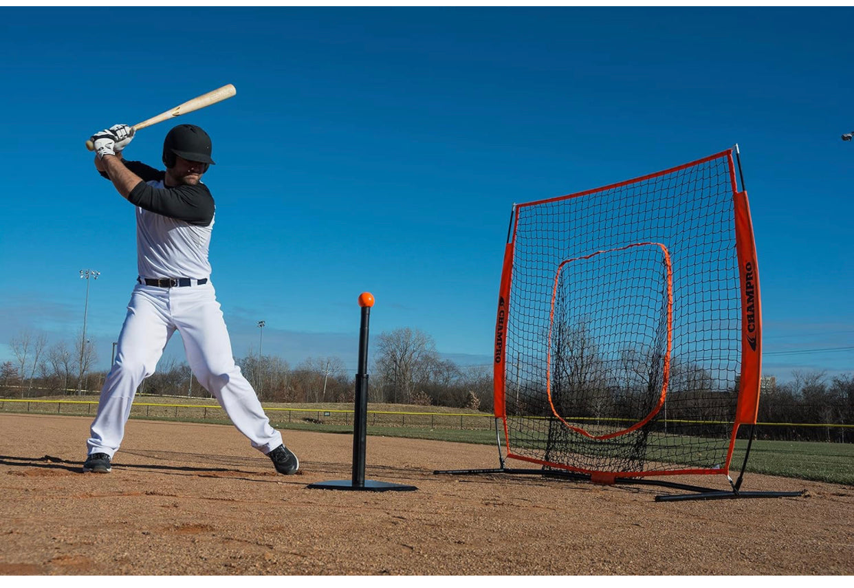 Baseball Player using the Champro MVP Portable Sock Screen 5'x5'