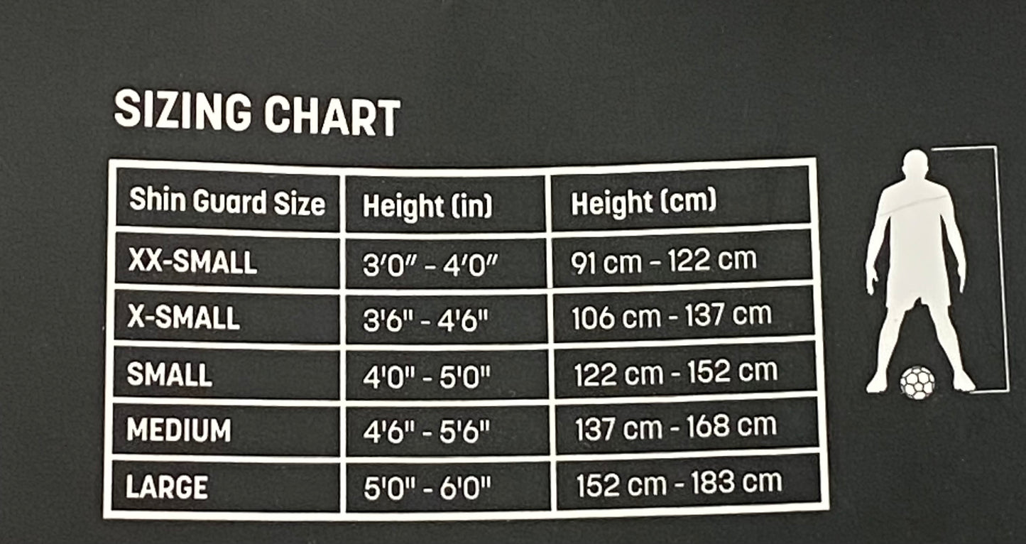Champro Soccer Shin Guard Sizing Chart