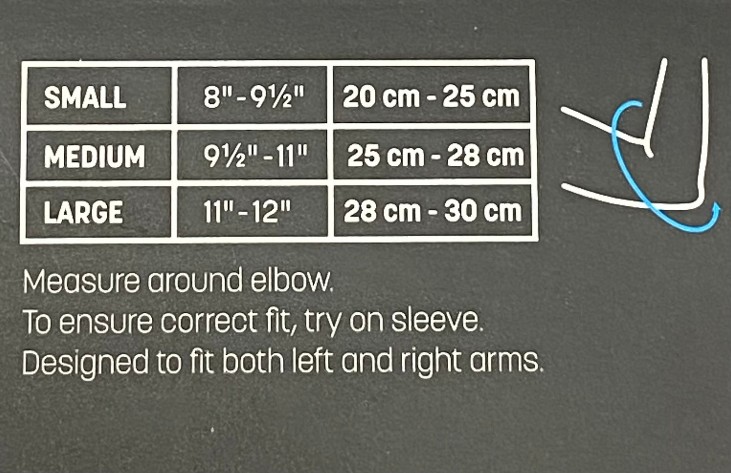 Champro Tri-Flex Protective Arm Sleeve With Elbow Pad - sizing chart