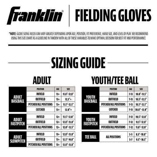 Franklin 13” Baseball / Softball Glove - Right Hand Throw