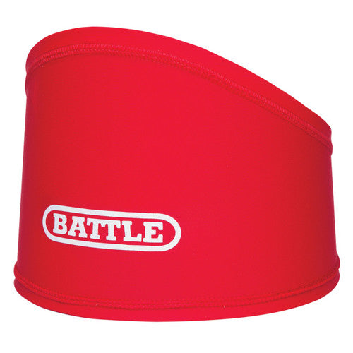 Red fabric Battle Skull Wrap with the word battle written on it in white