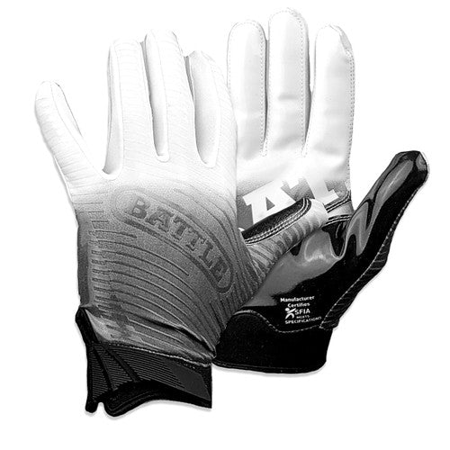 White to black gradient Battle Receiver Football Gloves - Adult