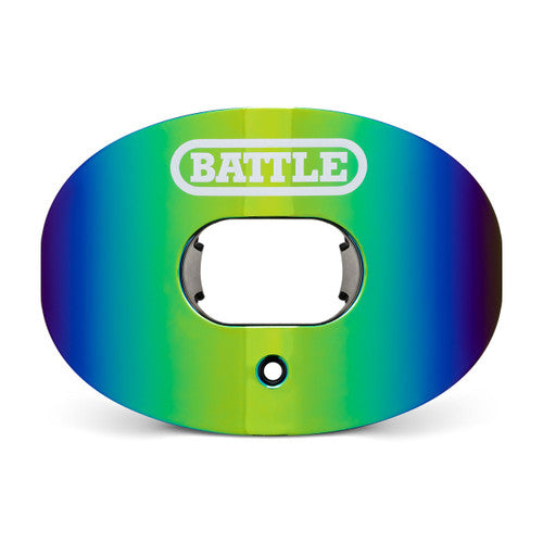 BATTLE Oxygen Football Mouthguard Chrome & Iridescent with Convertible Strap