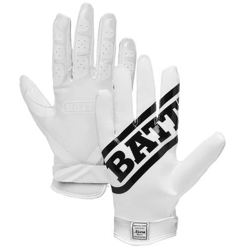 White Battle Receiver Football Gloves - Adult