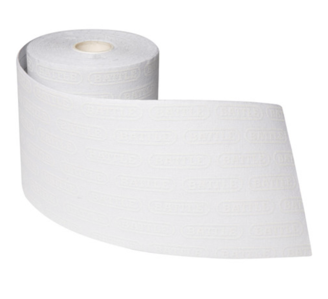 a roll of white battle tape on a white background