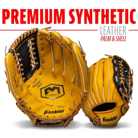 Franklin 12” Baseball / Softball Glove - Right Hand Throw Tan/Black