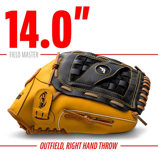 Franklin Field Master 14” Baseball / Softball Glove - Right Hand Throw Tan/Black