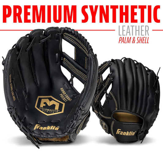 Franklin Field Master Lefty Baseball + Softball Glove | Lightweight Synthetic Leather