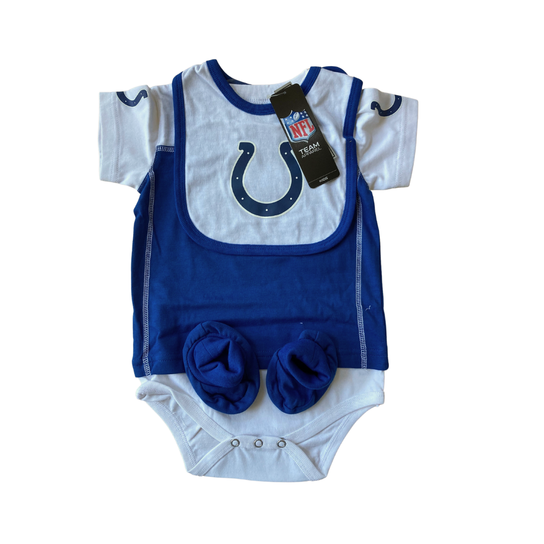 Indianapolis Colts Short Sleeved Onesie/bib/booties