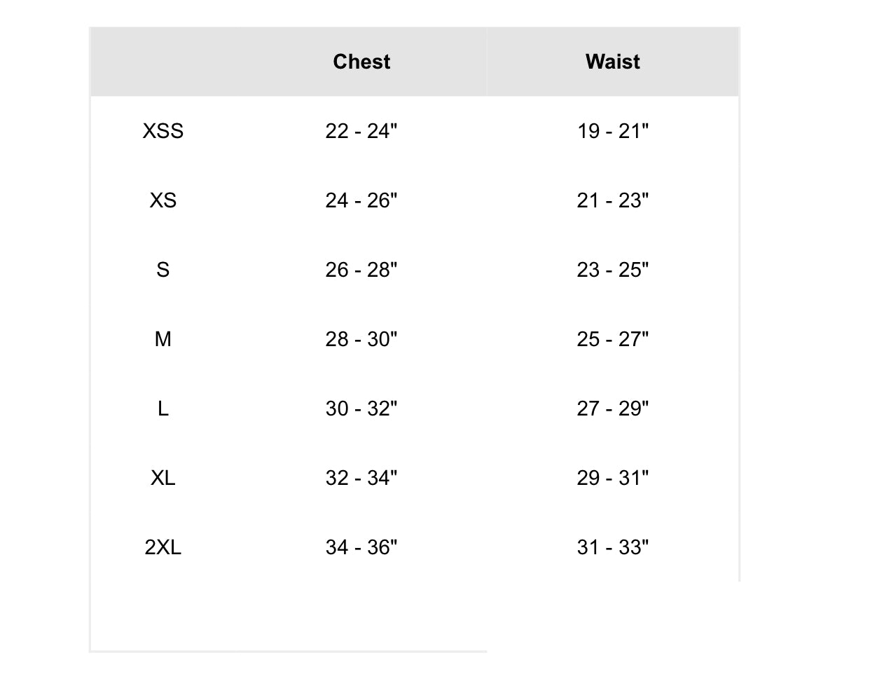 Size Chart