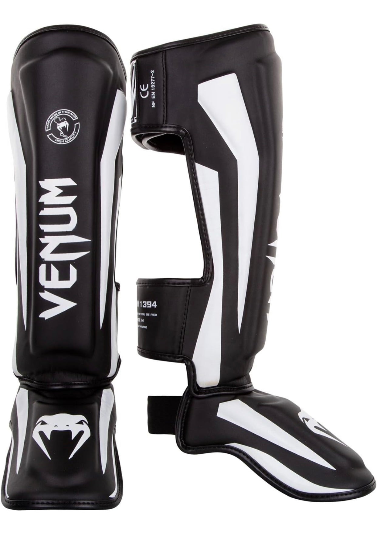Venum Elite Shin Guards -black and white