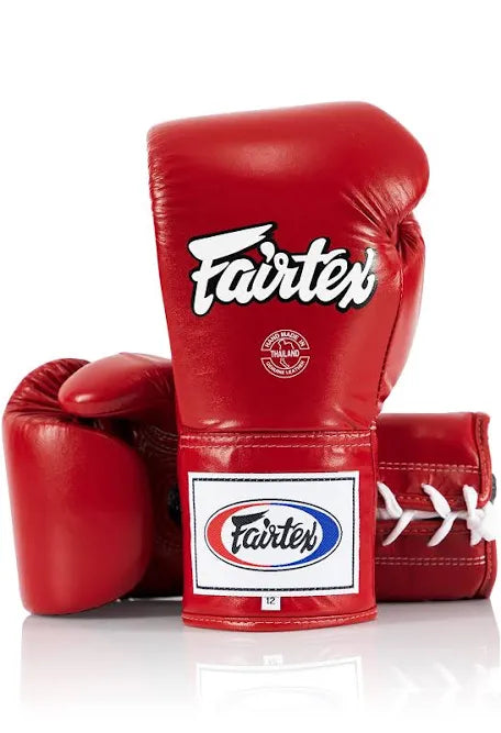 Fairtex Pro Leather Laced Competition Glove 16oz - Locked-Thumb Design for Safer Performance