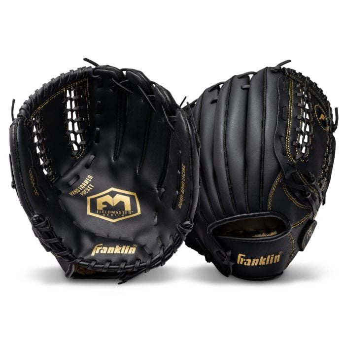 Franklin 12” Baseball / Softball Glove - Left Hand Throw Black/Gold