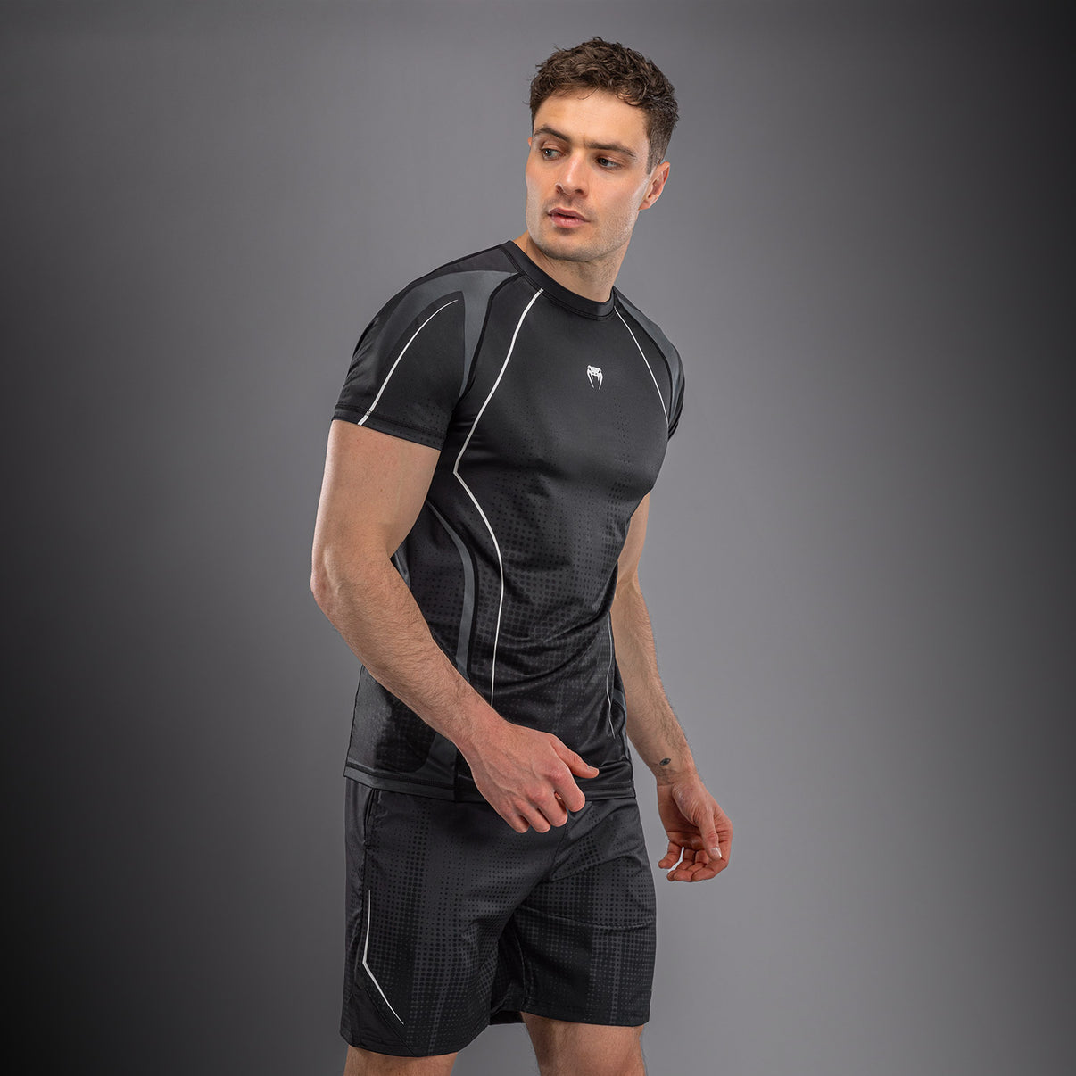 Venum Stealth Short Sleeve Rashguard- Black/White