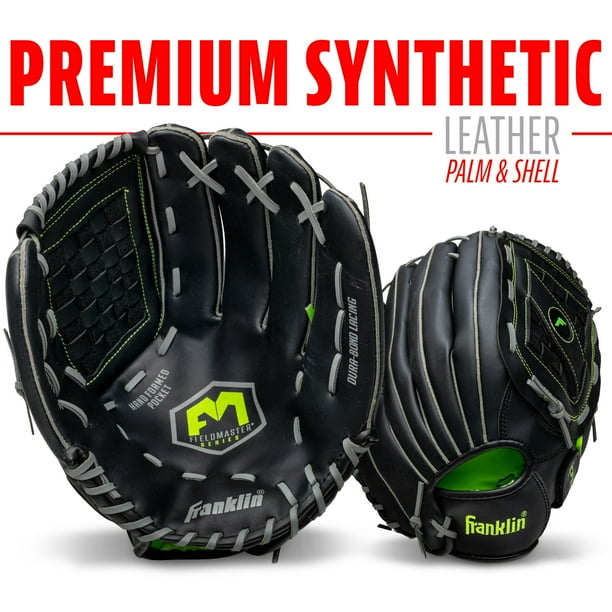 Franklin 11” Baseball / Softball Glove - Right Hand Throw Black/Green