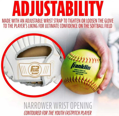 Franklin 12” FastPitch Softball Glove - Left Hand Throw White/Grey
