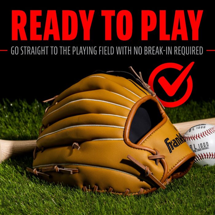 Franklin 12” Baseball / Softball Glove  - Right Hand Throw Tan/Black
