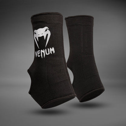 Venum Kontact Ankle Support Guards - High Quality Elasticated Cotton for Optimal Stability, Black/Silver