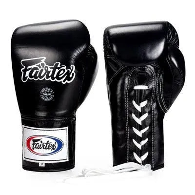 Fairtex Pro Leather Laced Competition Glove - Locked-Thumb Design for Safer Performance