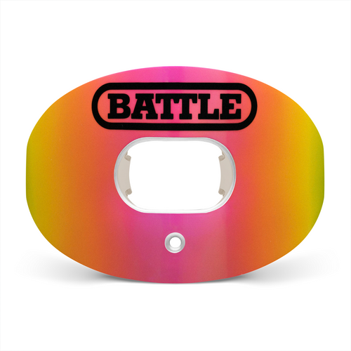 Battle Oxygen Convertible Strap Football Mouthguard- Solid Colors - Yellow & Pink
