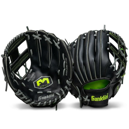 Franklin 11” Baseball / Softball Glove - Right Hand Throw Black/Green