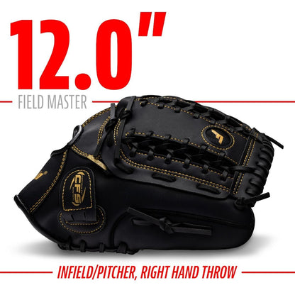 Franklin 12” Baseball / Softball Glove - Left Hand Throw Black/Gold