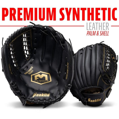 Franklin 12” Baseball / Softball Glove - Left Hand Throw Black/Gold