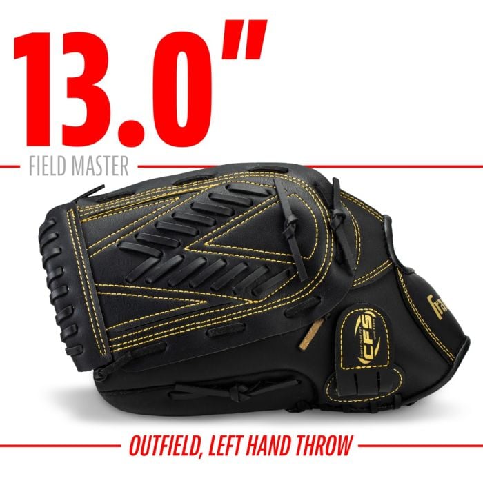 Franklin 13” Baseball / Softball Glove - Left Hand Throw Black/Gold