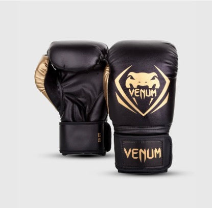 VENUM Contender Boxing Gloves - 100% High Quality Semi Leather, Multi-Density Foam & Velcro Enclosure - Full Attached Thumb