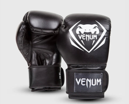 VENUM Contender Boxing Gloves - 100% High Quality Semi Leather, Multi-Density Foam & Velcro Enclosure - Full Attached Thumb