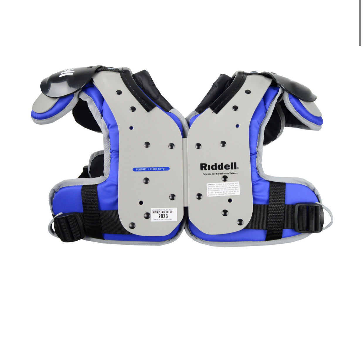 Riddell Pursuit Football Shoulder Pads - blue and gray