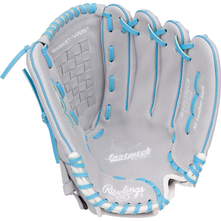 Rawlings 12.5" Fastpitch Glove Gray/Blue, Right Hand Throw