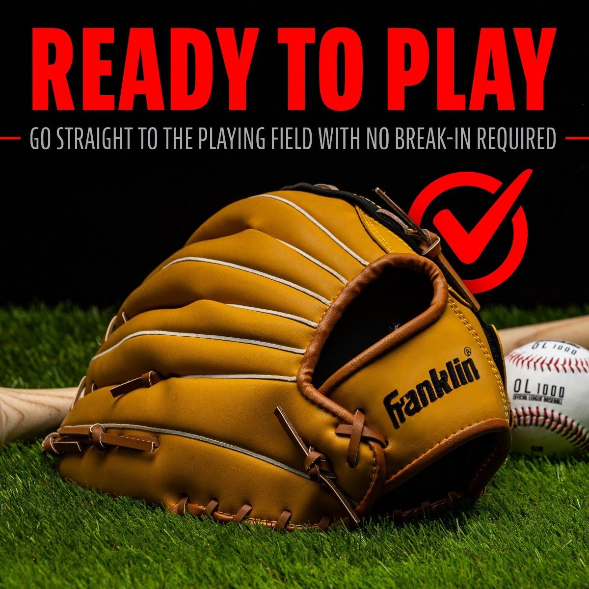 Franklin Field Master 14” Baseball / Softball Glove - Right Hand Throw Tan/Black