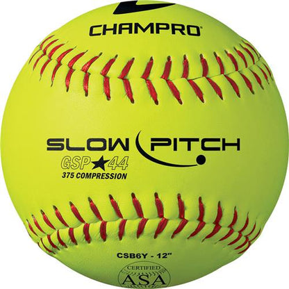 Champro Softballs - Fast Pitch & Slow Pitch 11" & 12" - ASA/USA Certified, Optic Yellow Leather, Raised Seam