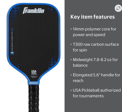 Franklin Sports Pro Pickleball Paddle- Premier Carbon Fiber