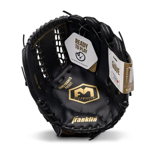 Franklin 12” Baseball / Softball Glove - Left Hand Throw Black/Gold