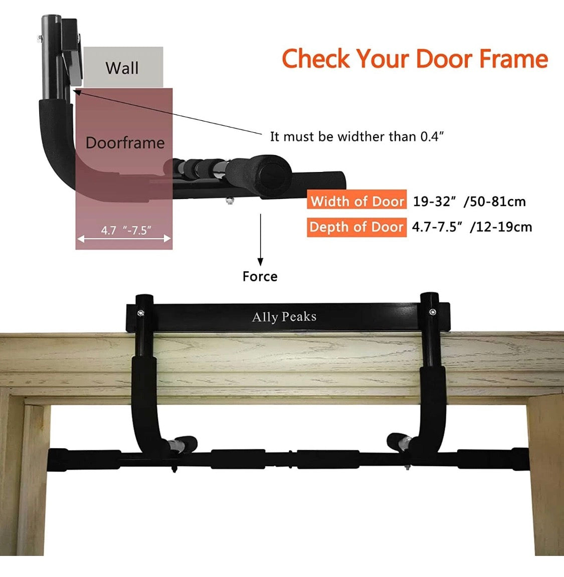 Ally Peaks Pull up Bar for Doorway (used)