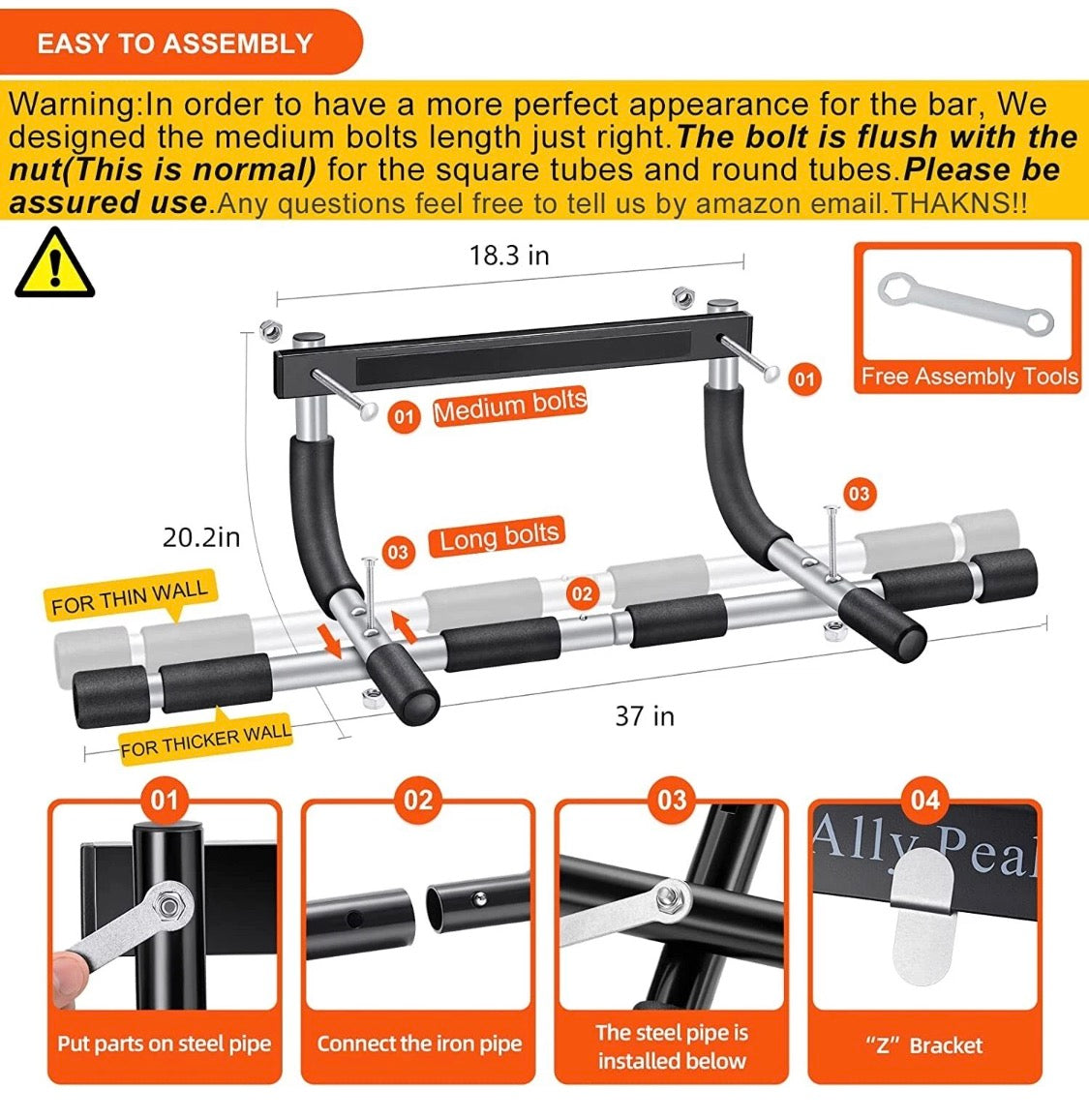 Ally Peaks Pull up Bar for Doorway (used)
