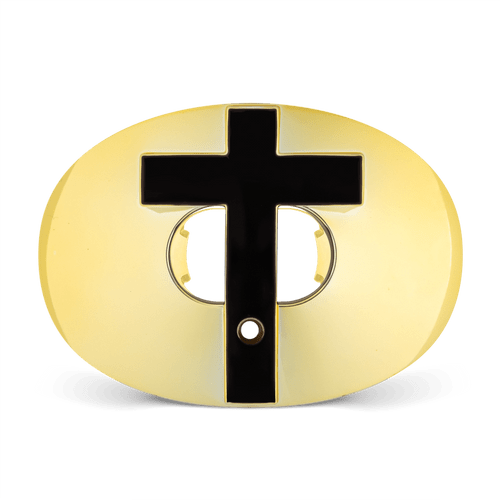 Gold Battle Oxygen Football Mouthguard - black cross on front Designs