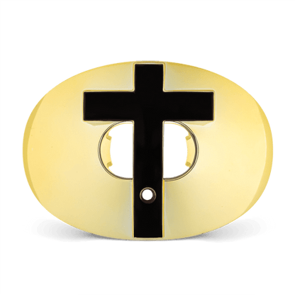 Gold Battle Oxygen Football Mouthguard - black cross on front Designs