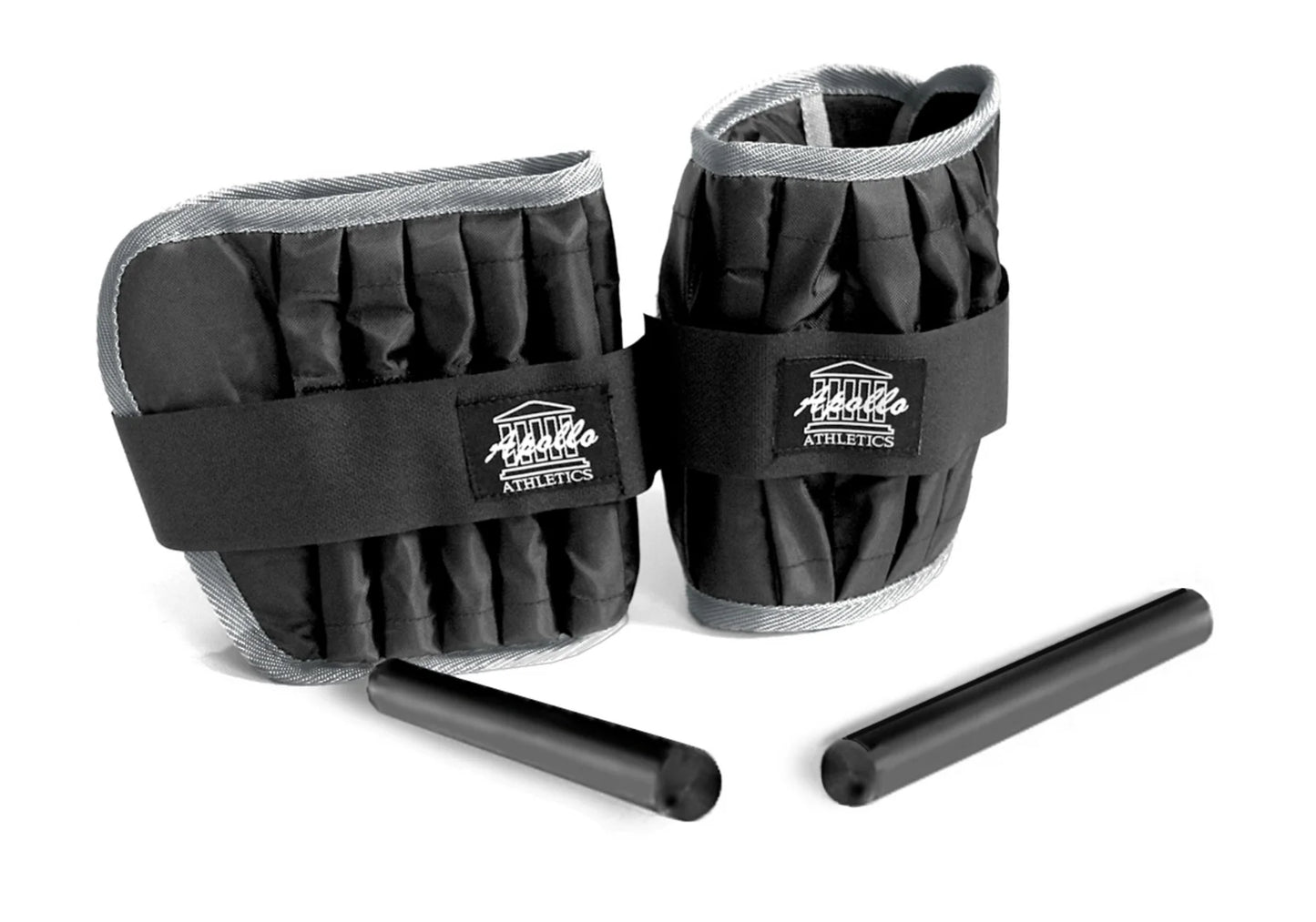 a pair of black adjustable ankle weights