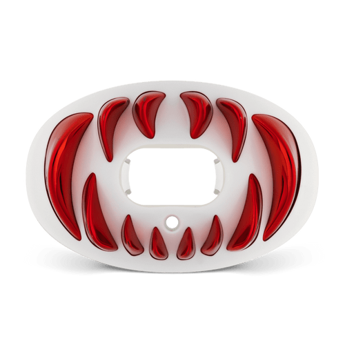 White Battle Oxygen Football Mouthguard - red animal teeth Designs